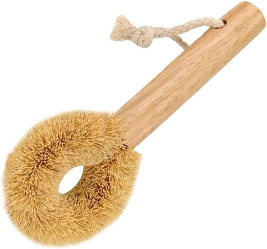MAGICLULU Kitchen Cleaning Brush Coconut Brown Pot Brush Soft Bristles Bowl Cleaning Tool Wooden Handle