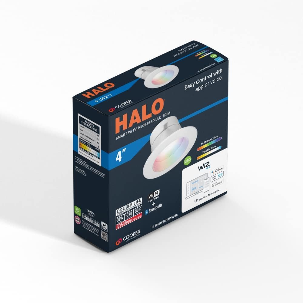 HALO 4" Smart Wi-Fi® Recessed LED Light Powered by WiZ Pro, Dimmable Full Color w/SpaceSense® Motion, Smart Home Ready - RL4069WZRGBWWHR