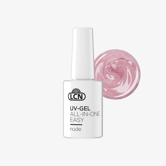 LCN All in One Gel Easy Nude - 3 in 1 UV Nail Polish - Shellac for Even Better Grip - Adhesion, Construction and Sealing - Vegan, Animal Testing & HEMA Free - 10ml