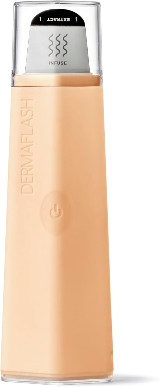 DERMAFLASH DERMAPORE+ Skin Care Device, Ultrasonic 2-in-1 Pore Extractor and Serum Infuser, Peach Fuzz
