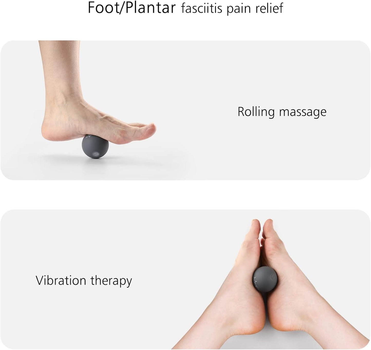 Maxgia Mini Massage Ball, 2" Vibrating Massage Ball for Jaw, Hands, Foot and Plantar Fasciitis Myofascial Release, Mobility and Recovery