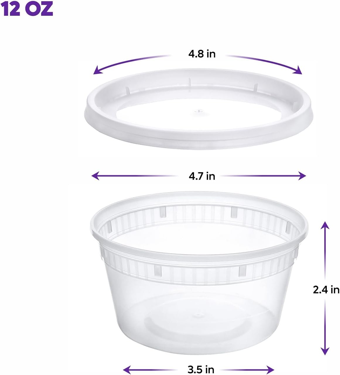 Pantry Value [12 oz. - 48 Count] Food Storage Deli Containers with Lids - Perfect for Storing Soups, Sauces, and Snacks