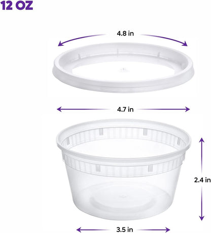 Pantry Value [12 oz. - 48 Count] Food Storage Deli Containers with Lids - Perfect for Storing Soups, Sauces, and Snacks
