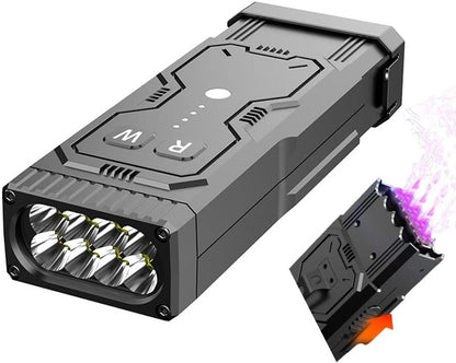 Multi Function Rechargeable Self-Defense LED Flashlight with Arc Lighter Hidden Camera Detectors, Portable Self Protective Tactical Flashlight for Travel,Camping,Emergency,Gifts for Men&Women (Black)