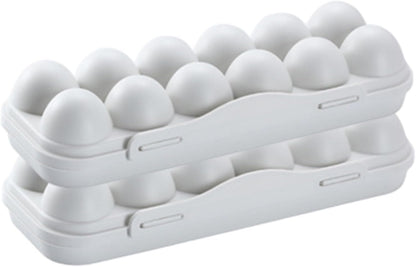 Covered Egg Holders, 2Pcs Reusable Deviled Egg Tray Carrier with Lid, 12 Grid Plastic Storage Container, Stackable Space-Saving Plastic Holder Tray for Kitchen Restaurant