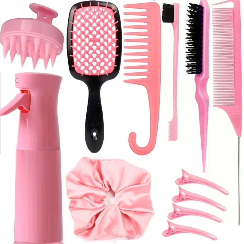 Bounce Curl Define EdgeLift Brush, 5-in-1 Tool for Effortlessly Defined Curls, Waves & Coils, Reduces Frizz - Pink