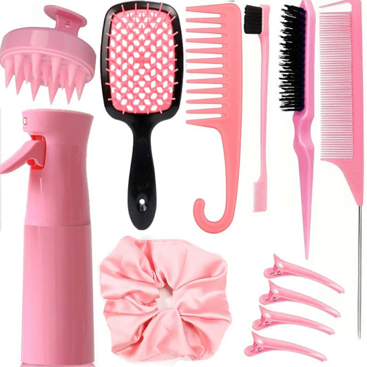 Bounce Curl Define EdgeLift Brush, 5-in-1 Tool for Effortlessly Defined Curls, Waves & Coils, Reduces Frizz - Pink