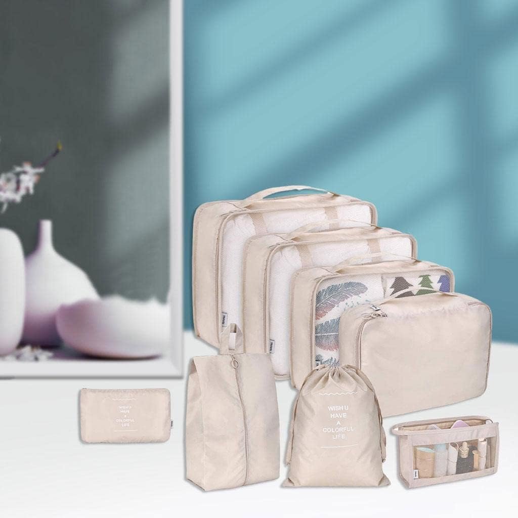 Yajuyi Travel Packing Cubes Set for Efficient Luggage Organization, beige
