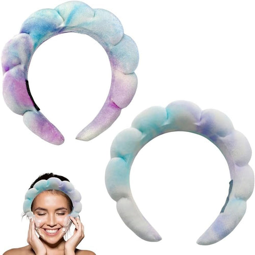 Spa Headbands for Washing Face, 2 Pack Skincare Headbands, Puffy Makeup Headbands, Soft Get Ready Hairband, Makeup Removals, Hair Holder Accessory for Women Girls