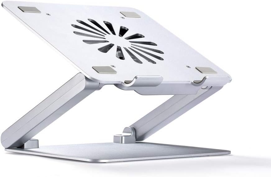 pishi Laptop Cooling Pad - Ergonomic Laptop Stand with Low Noise Fan and 3.0 USB Hubs, Ventilated Aluminium Laptop Cooler Prevent Overheating, Support Up to 17 inches Gaming Notebook | (Silver): N16-5