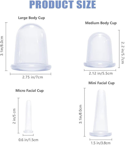 ONECUPPTOP Cupping Therapy Sets 8 Pcs Silicone Vacuum Suction Massage Anti Cellulite Cups Body and Face Massage Cupping Set