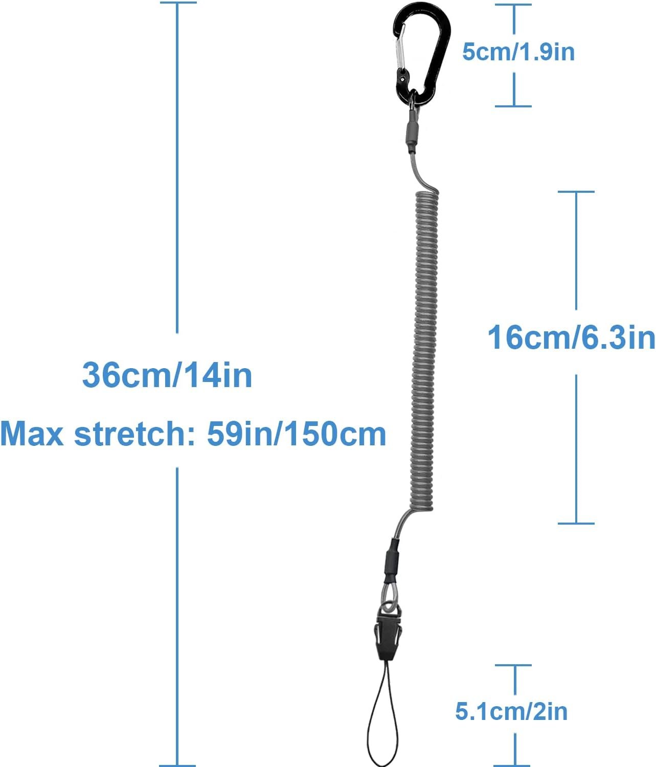 Lix&Rix Coiled Lanyards with Carabiner, Ring and Quick Release Detachable Buckle for Fishing Equipment Keys, Cards, Tools