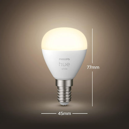 Philips Hue White Smart Single Luster Bulb LED E14 Small Edison Screw - 470 Lumens (40W Equivalent). Compatible with Alexa