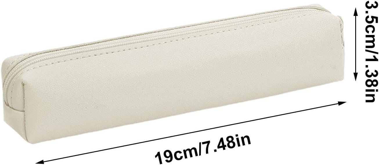 Générique Cute Pencil Bag, Small PU Pencil Case, Small Accessories Organizer, Lipstick Case Pouch with Zipper for Brush, Lipstick, Eyebrow Pencil, Travel Makeup Pouch, Cosmetic Bag for Women, beige,