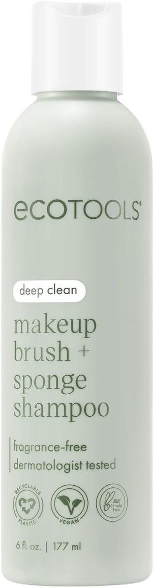 Eco Tools Professional Makeup Cleaner for Makeup Brushes, Brush and Makeup Beauty Sponge Cleansing Shampoo, Fragrance Free, Hypoallergenic, Paraben Free, 6 fl.oz./ 177 mL Bottle