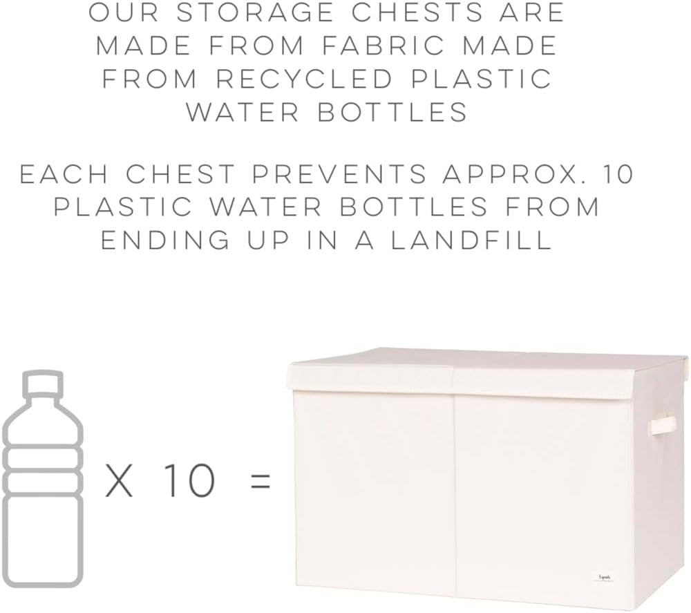 3 Sprouts Recycled Fabric Toy Chest Storage Box - Extra Large Toy Storage Box, Sturdy Toy Bins - Kids Organizer for Bedroom - Toybox Basket with Lid for Kids, Toddlers, Boys, Girls - Terrazzo Clay