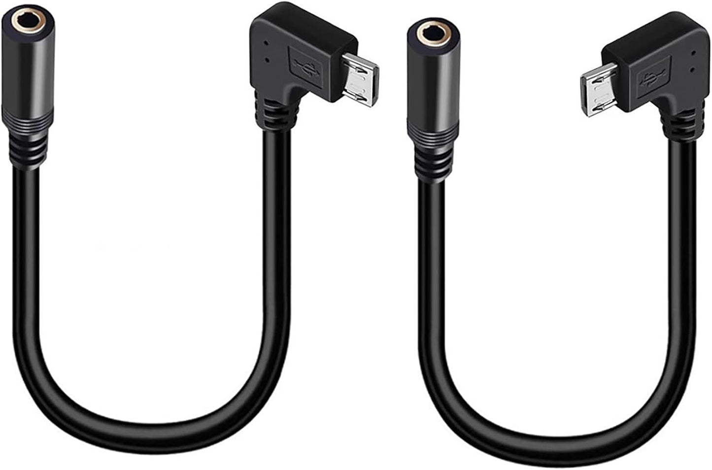tunghey 3Pack Micro USB to 3.5mm Jack Audio Adapter Cable Right/Left Angled Micro USB Male to 4 Pole 3.5mm Female Audio Cable Cord for Active Clip Mic Microphone Convert Adapter