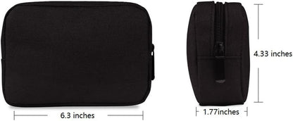 ERCRYSTO Universal Electronics/Accessories Soft Carrying Case Bag, Durable & Light-Weight,Suitable for Out-Going, Business, Travel and Cosmetics Kit (Small-Black)