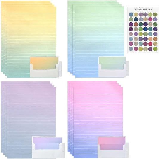 Stationery Writing Paper and Envelopes Set - 48 Sheets + 24 Envelopes With Seal Stickers - 5.7x8.3 Inch Paper