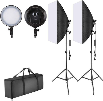 Vivider (TM) 2PCS Softbox Photography Continuous Lighting Kit 20"X28" Professional Photo Studio Equipment with 2M Adjustable Stand and Dimmable, Color Temperature Adjust LED Bulb for Video Filming Portraits
