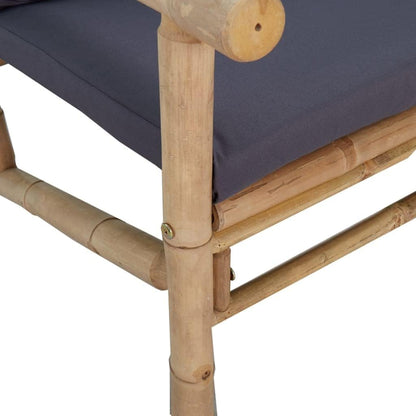 Homgoday Set Salotto da Giardino 5pz con Cuscini Grigio Scuro bambù, Salotto da Giardino Salottino, Lettini Prendisole, Divano Letto Mobili, Lettini da Giardino per Terrazzo Esterno Piscina Balcone
