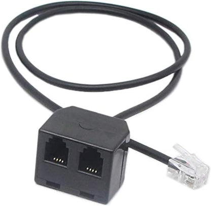 SinLoon Telephone RJ9 4P4C Splitter Adapter Cable RJ9 Headset Extension Cord Adapter 1 Male to 2 Double Female Connector for Hot Desking Office Phones Handset Splitter (2 RJ9 FM)