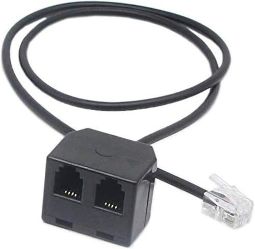 SinLoon Telephone RJ9 4P4C Splitter Adapter Cable RJ9 Headset Extension Cord Adapter 1 Male to 2 Double Female Connector for Hot Desking Office Phones Handset Splitter (2 RJ9 FM)