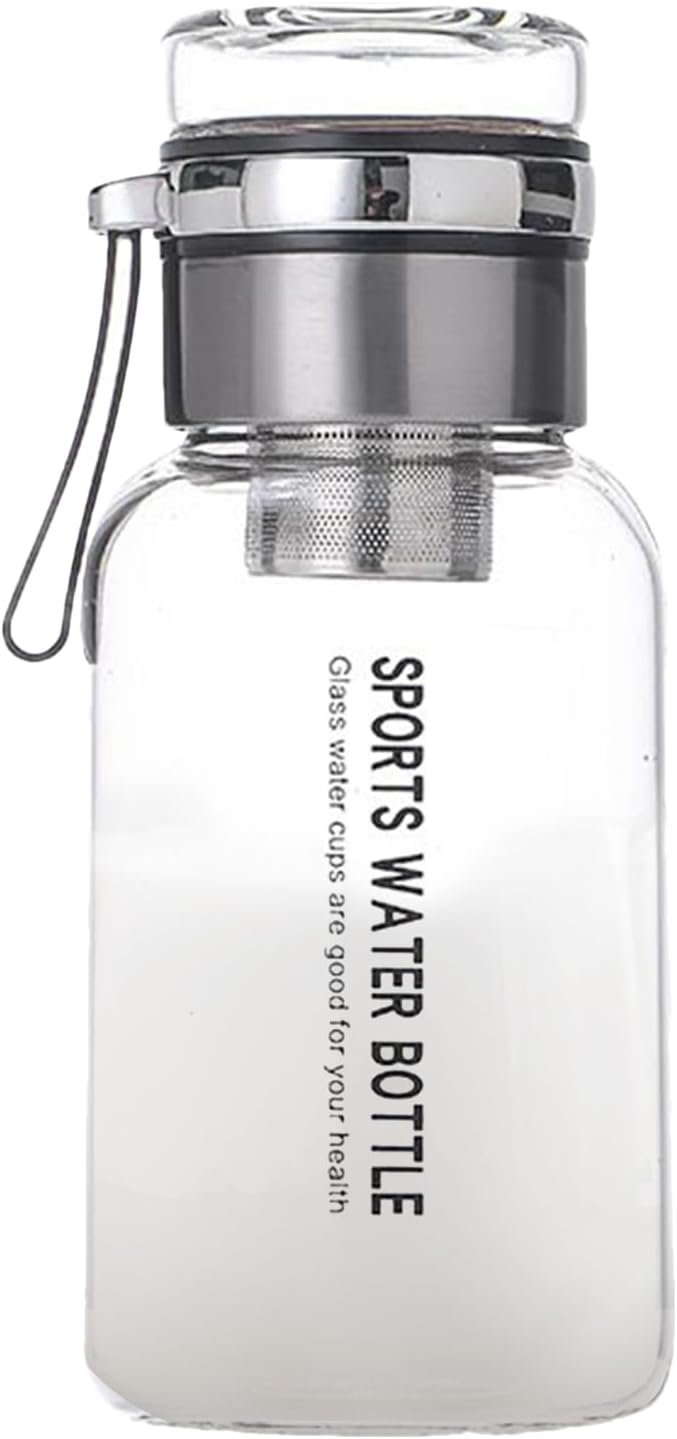 Glass Drinking Bottle,Clear Glass Water Bottle Drinkware - Large Capacity Leak-Proof Jug, Storage Containers Reusable Cup for Juice Milk Coffee Tea Beverage