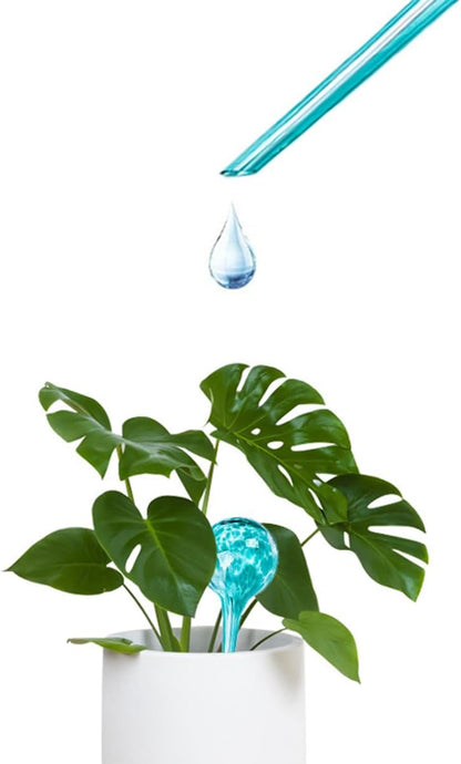 Sarini 4 Pcs Plant Watering Globes Stakes,Self Watering Feeding System,Hand-Blown Colorful Glass Plant Watering Devices,Automatic Waterers Aqua Ball Drip Feeders