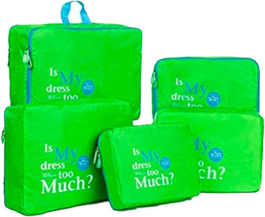 Set of 5 Waterproof Luggage Organizers (Green)
