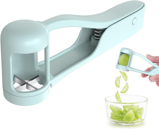 Grape Cutter/Slicer,Grape Cherry Tomato Strawberry Cutter Quarter Fruit Slicer Tool for Vegetable Fruit Salad Cake Decoration,Stainless Steel Kitchen Gadget (Baby Blue, One Size)