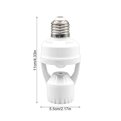 E27 Motion Activated Light Socket Adapter - Smart Bulb Holder With Auto On/Off Feature For Porch, Basement, And Storage Room - Motion Sensor Lamp Socket For Efficient Lighting Control - Ideal For