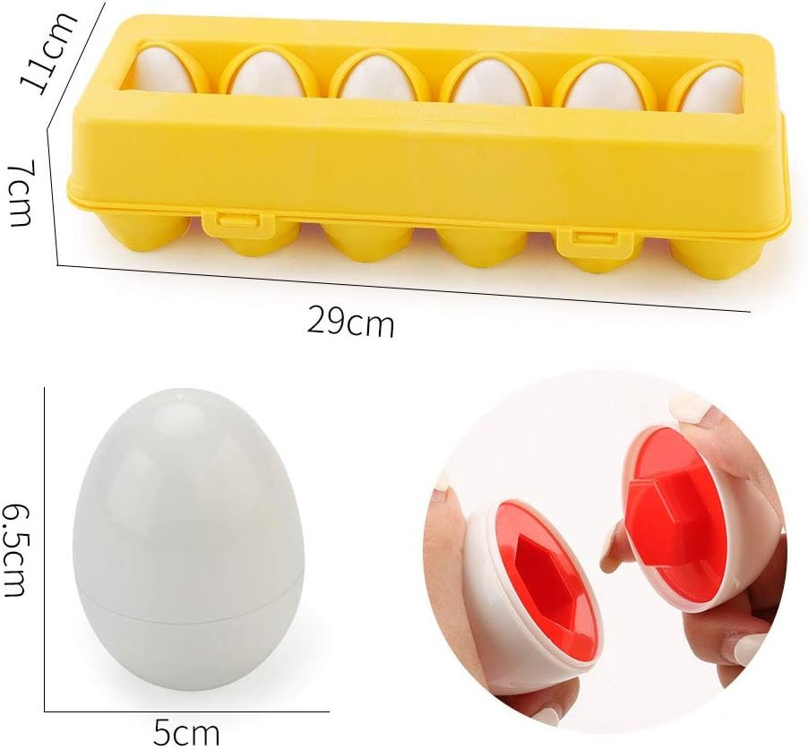 JoyGrow Matching Eggs Toddler Toys, 2.67x2 inch Eggs Color Matching Eggs Set Shape Recognition Learning Educational Toys for Kids Boy Girls (12PCS)