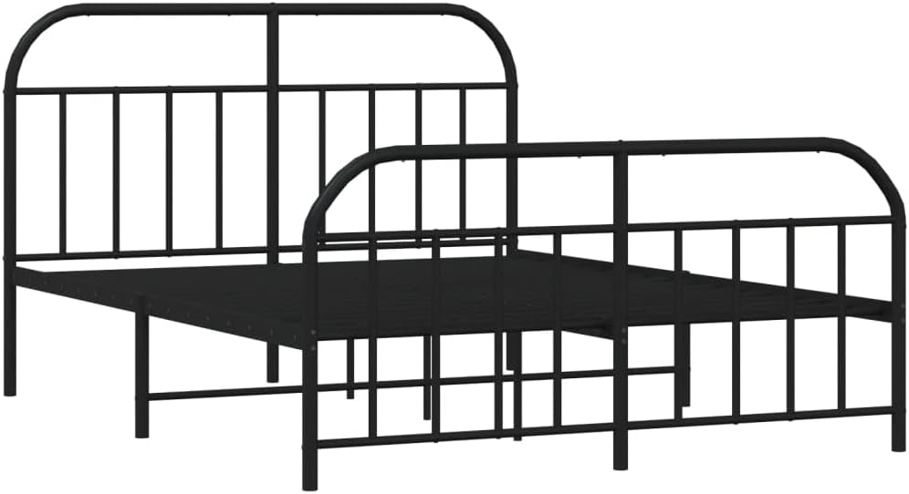 JUNZAI Giroletto con Testiera e Pediera Metallo Nero 140x190 cm,Mobili,Letti e Accessori,Letti e telai per Letti
