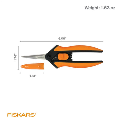 Fiskars Softouch Micro-Tip Pruning Snip, Non-Coated Blades, Orange/Black (399240-1003)