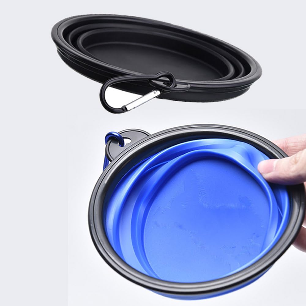 Esforzarse 4 Pack Collapsible Dog Bowl, Portable Pet Feeding Watering Dish, Perfect for Walking, Hiking, Traveling, Indoor/Outdoor Use, Black, Green, Blue, Pink