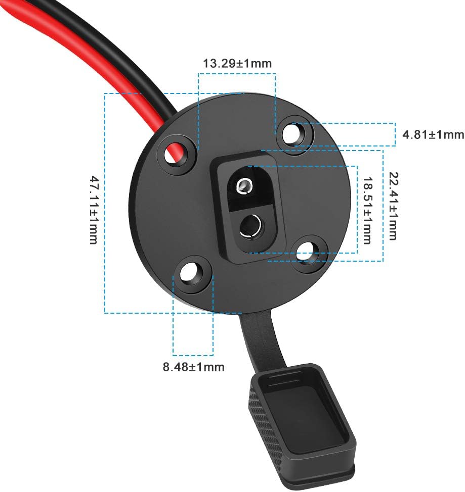 Electop SAE Power Socket Sidewall Port, Weatherproof SAE Quick Connect Solar Panel Mount Universal Flush-Mountable Connector, 12AWG SAE Cable with 8 Screws for Solar Generator Battery Charger (2 Pack)