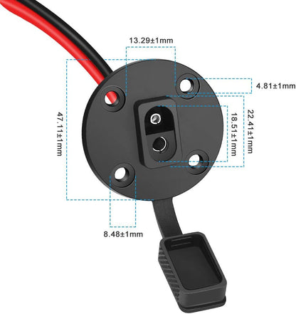 Electop SAE Power Socket Sidewall Port, Weatherproof SAE Quick Connect Solar Panel Mount Universal Flush-Mountable Connector, 12AWG SAE Cable with 8 Screws for Solar Generator Battery Charger (2 Pack)