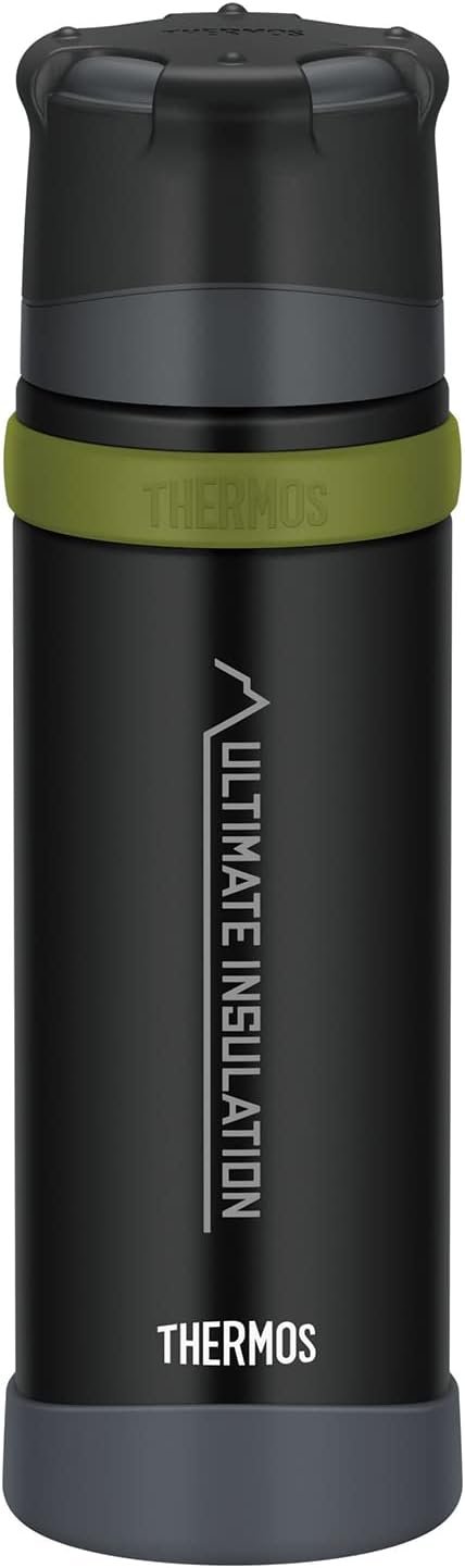 Thermos Mountain Beverage Bottle 0.50 L, Black, Stainless Steel Thermos Flask with Drinking Cup, 24 Hours Hot / 24 Hours Cold, Lightweight Outdoor Bottle, Robust, Removable Cap, BPA-Free
