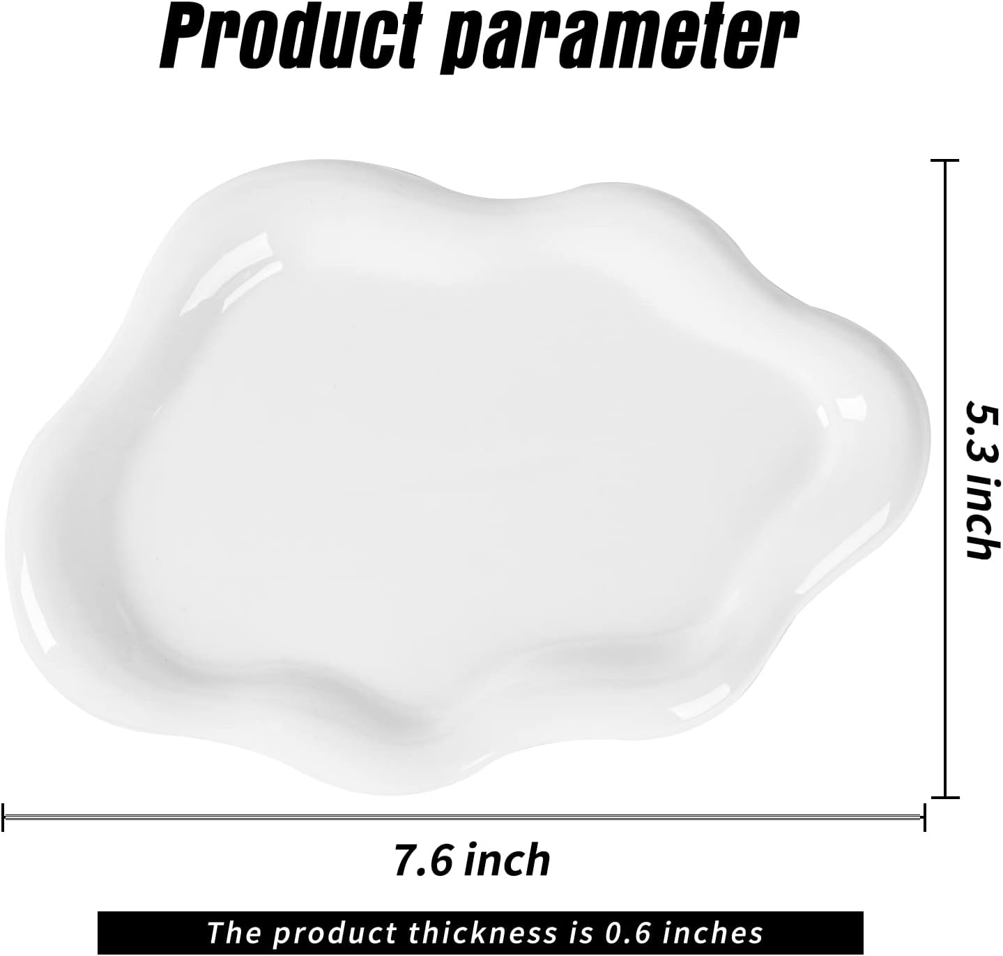BIGPIPI Ceramic Jewelry Tray Dish for Ring Key Trinket, Cute Cloud Shape Decorative Jewelry Plate Holder for Women Gift (White),7.6 x 5 x 0.6