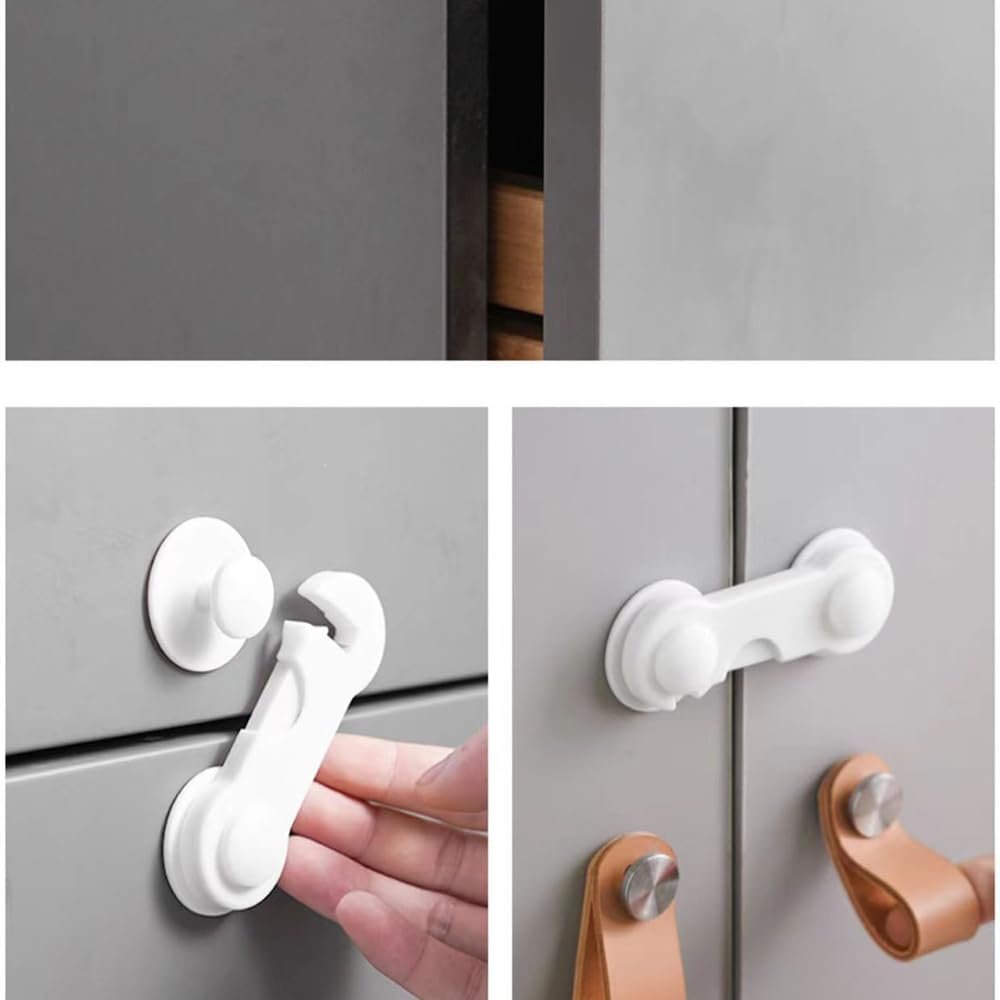 Baby Locks (10-Pack) Child Safety Cabinet Proofing, Safes Quick and Easy Adhesive Installation, Cabinet Drawer Door Latches, No Tools Required,Multifunctional for Furniture Kitchen.