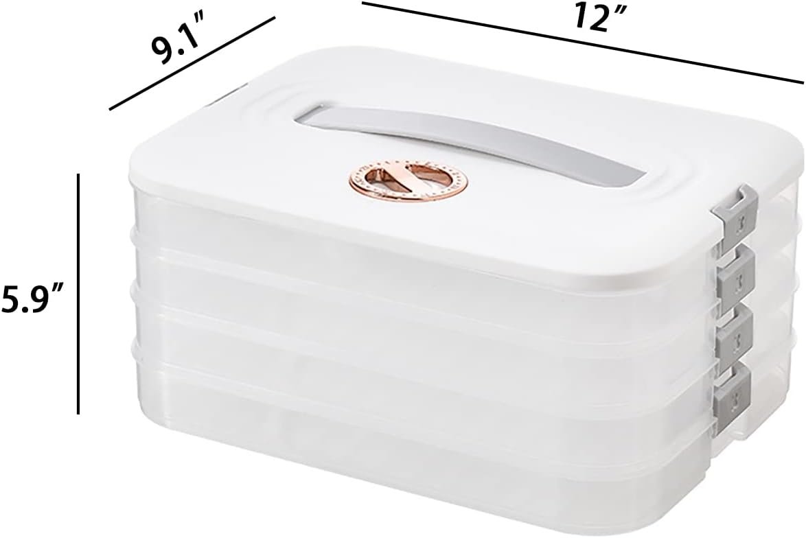 Jonvin 4-Layer Food Storage Containers with Lids Dumpling Storage Box,Good Sealing,Stackable Food Containers