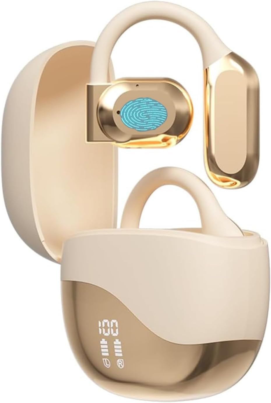 AI Translation Earbuds,144 Languages Real Time Translator,Bluetooth Wireless Instant Translation Headset Device for iOS and Android,Noise Reduction Open Ear Language Translation Headset (Light Yellow)