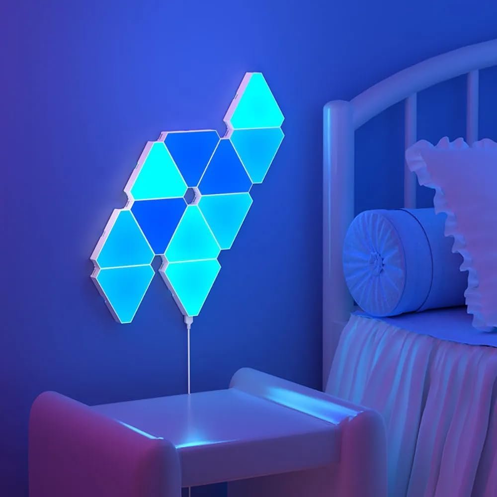 UanTii Smart Triangle Wall Light Hexagonal Lamp LED Indoor Atmosphere Light Gaming Lamp Music Sync Decoration Lamp Bluetooth App Control (3)