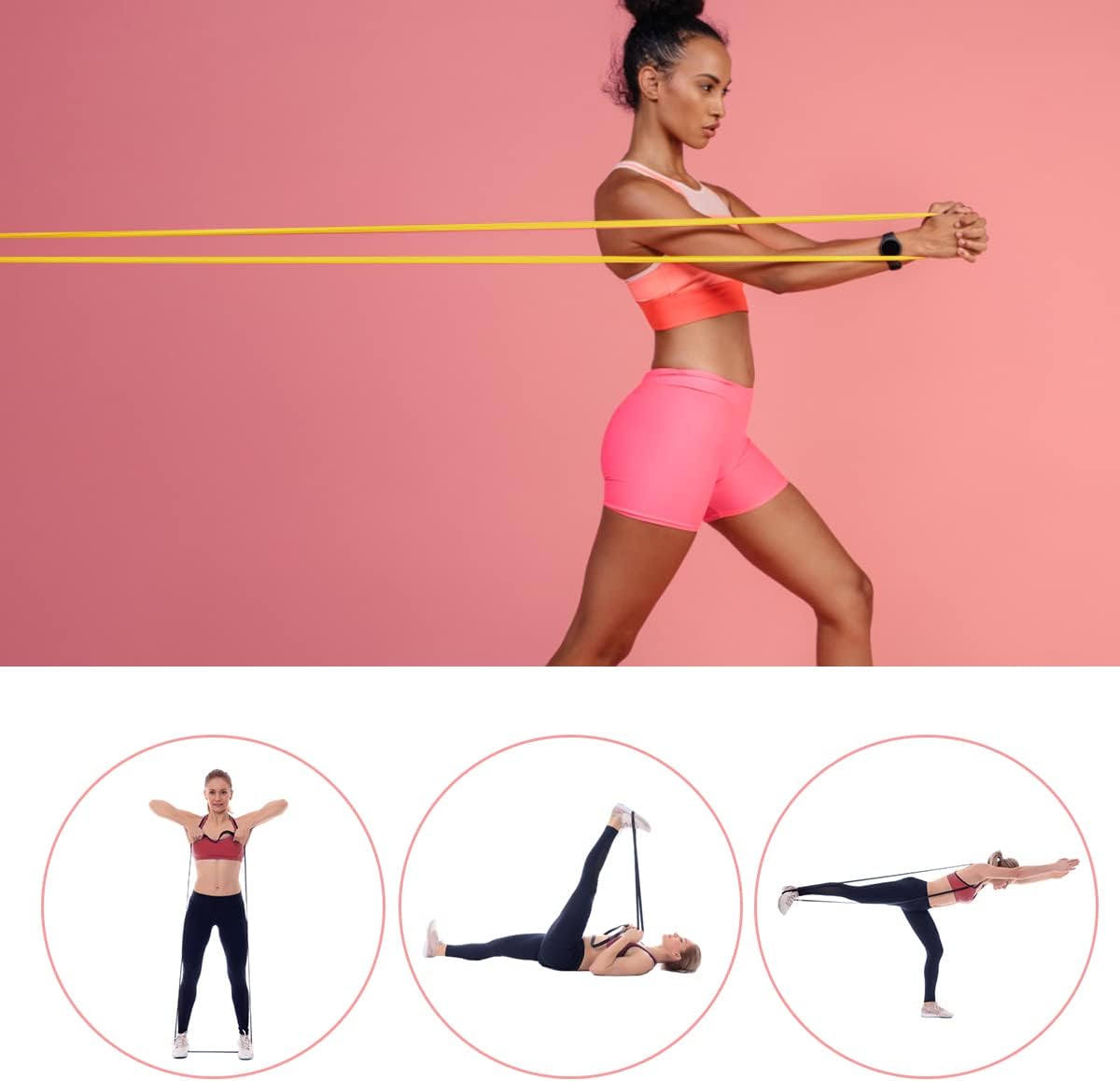 3 Pieces Fitness Bands, Resistance Bands for Training Bands, Elastic Fitness Traction Bands, with Hip Strap, for Pull Ups, Fitness Yoga and Bodybuilding Strength Training for Men and Women (3 Sizes)
