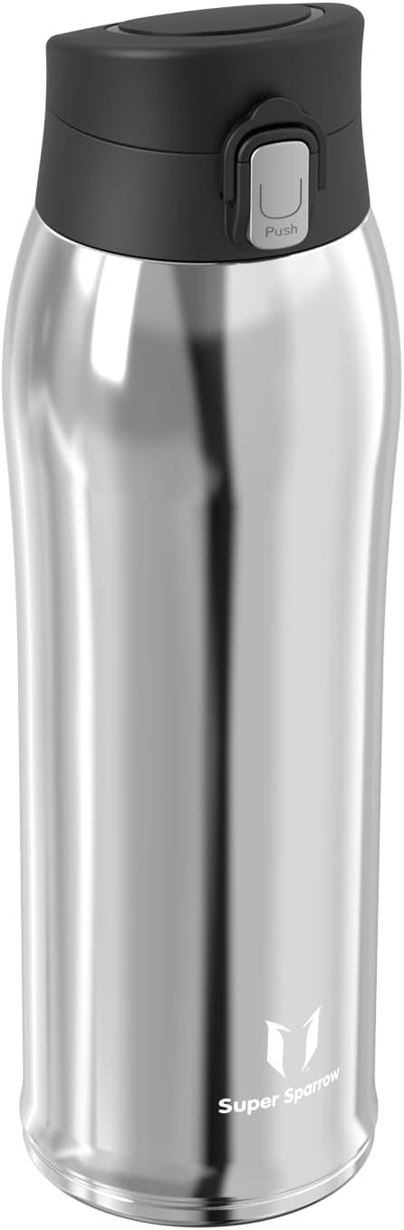Super Sparrow Drinking Bottle Stainless Steel 18/8 - Drinking Cup - 750 ml - BPA-Free, Leak-Proof Thermal Mug, Drinking Bottles for Sports, On The Go, School, Outdoor, Office, Home