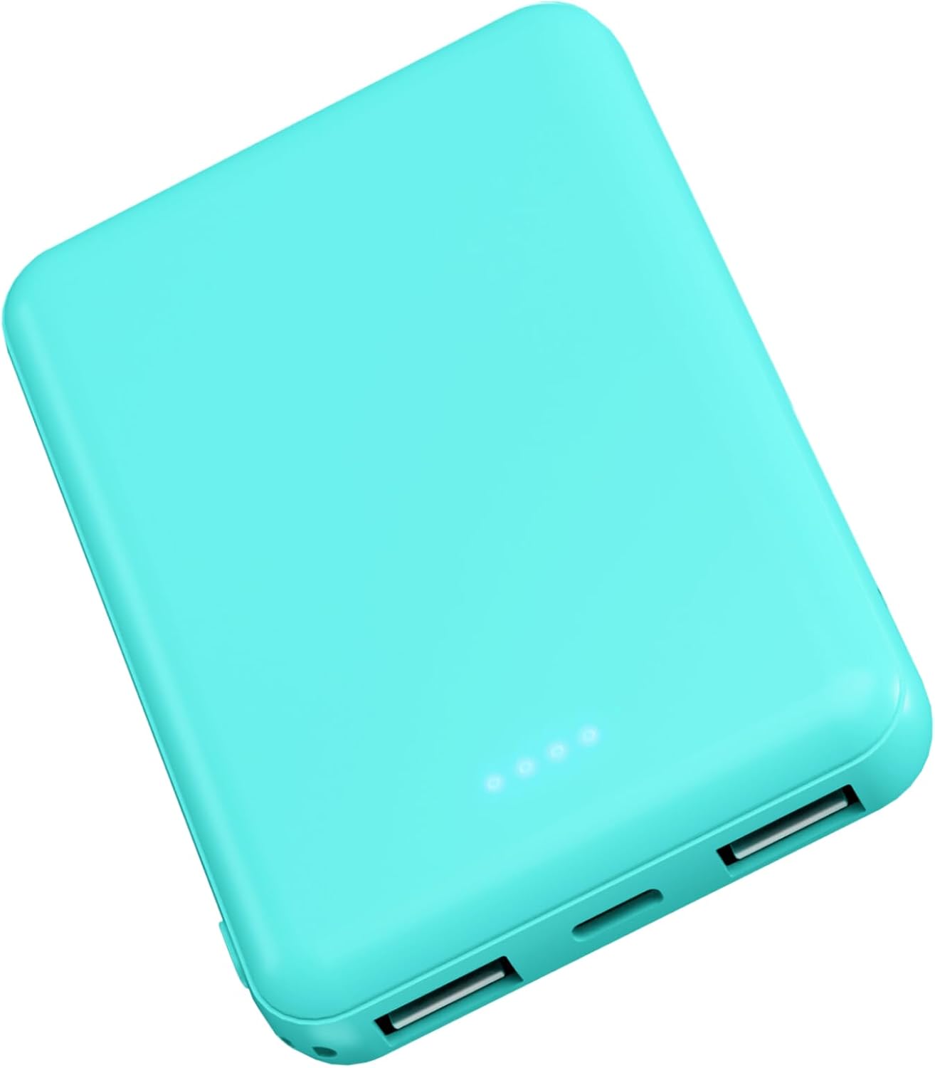 Laser 5000mAh Powerbank Dual USB-A, USB C Charger Ports, 118g Portable Charger, LED Display, 10W, 3-in-1 Cable, Compatible for iPhone15/14/13/12/Pro Max, Samsung, iPad, Apple Watch, Tablet - Aqua