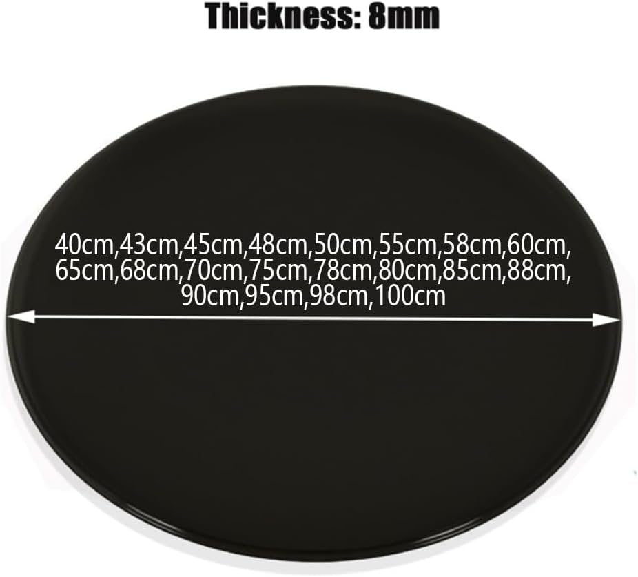 NILZA Round Glass Table Top Tempered Glass Tabletop 1/4" Thick Dining Table Glass Top, Black Polished Edge 15in 20in 24in 32in (Size : 450mm(18In))
