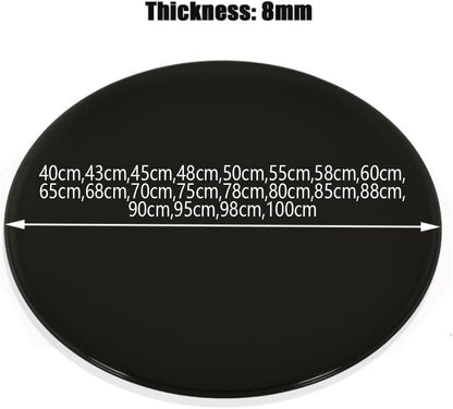 NILZA Round Glass Table Top Tempered Glass Tabletop 1/4" Thick Dining Table Glass Top, Black Polished Edge 15in 20in 24in 32in (Size : 450mm(18In))