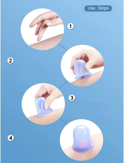 ETERNALLOOG Cupping Therapy Cups - Silicone Cups Set Firm for Muscle Soreness Pain Relief Body Neck Knee, Body Sculpting Cup, Deep Muscle Massager, Anti Cellulite Joint Pain Recovery (4 Sizes)